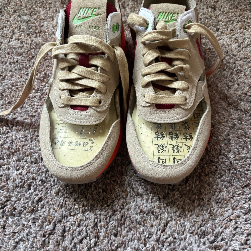 Men’s Beige Nike Air Max sneakers with clear top